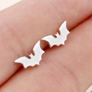 Minimalistic Silver Bat Earrings